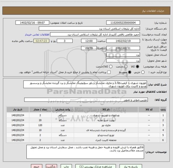 استعلام تلوزیون شهری با کیفیت2.5p و ماژول نمایشگر و پاور سوئیچینگ نمایشگر و برد گیرنده نمایشگر و پرسسور ویدیو و کابینت برای تلوزیون شهری