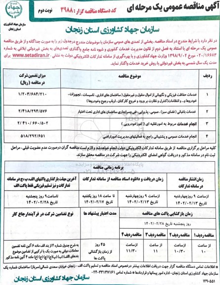 مناقصه خدمات حفاظت فیزیکی و نگهبانی ... ـ نوبت دوم