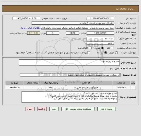 استعلام حفر چاه رازیانه دول