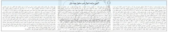 مزایده فروش سرقفلی یک باب مغازه مجتمع تجاری به مساحت 20.94 مترمربع