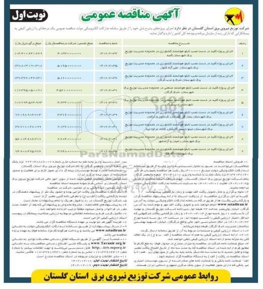 مناقصه اجرای پروژه کلید در دست نصب تابلو هوشمند کشاورزی ..