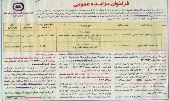 مزایده بهره برداری از تابلو های تبلیغات محیطی ....