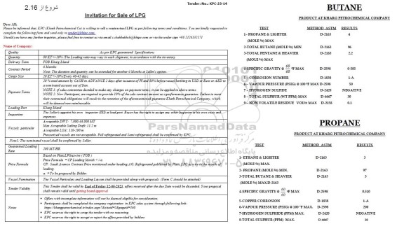 مناقصه و مزایده SELL A CONTRACTUAL LPC...