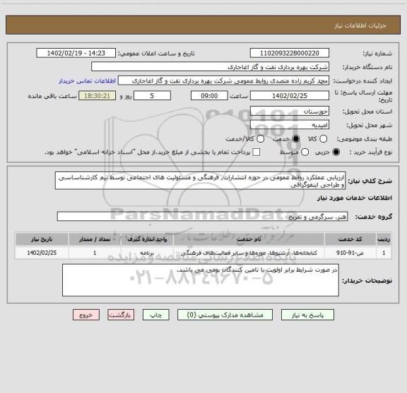 استعلام ارزیابی عملکرد روابط عمومی در حوزه انتشارات, فرهنگی و مسئولیت های اجتماعی توسط تیم کارشناساسی و طراحی اینفوگرافی