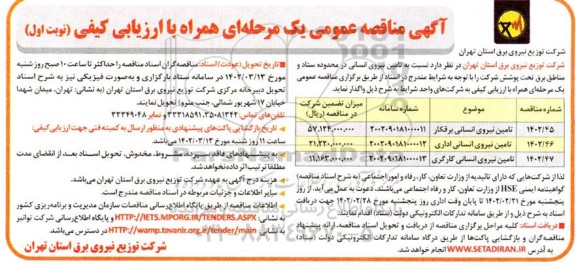 مناقصه تامین نیروی انسانی 