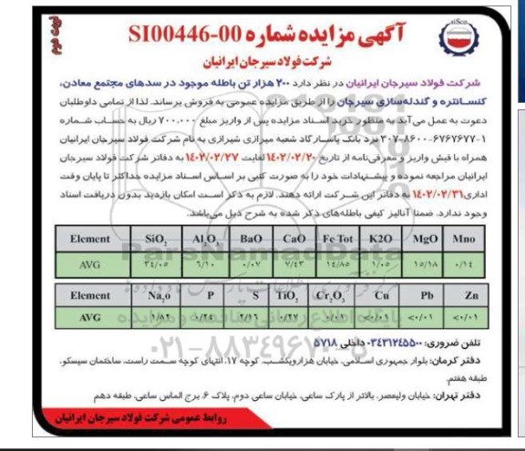 مزایده 200 هزار تن باطله موجود در سدهای ...- نوبت دوم