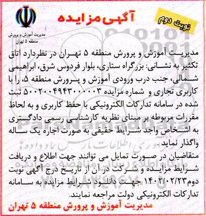مزایده واگذاری اتاق تکثیر - نوبت دوم