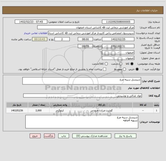 استعلام شینسل سینه مرغ