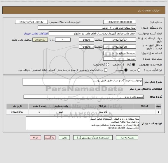 استعلام درخواست خرید گان و شان طبق فایل پیوست