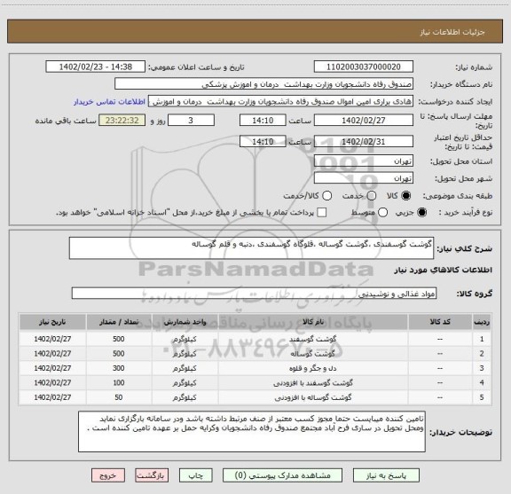 استعلام گوشت گوسفندی ،گوشت گوساله ،قلوگاه گوسفندی ،دنبه و قلم گوساله