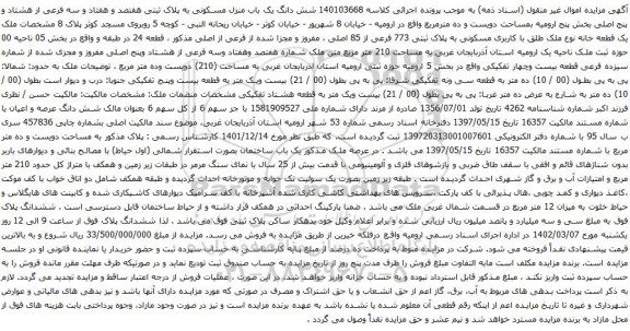 مزایده یک باب منزل مسکونی 