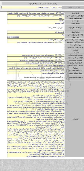 مناقصه, خرید تجهیزات طرح تکمیلی حفاظت هوشمند شرکت سهامی آب منطقه ای فارس