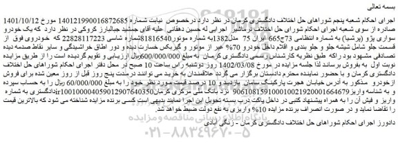 مزایده یک خودرو سواری پژو (پرشیا)