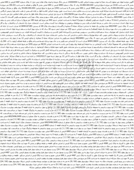 مزایده ملک با پلاک شماره 4487 فرعی از 693 اصلی