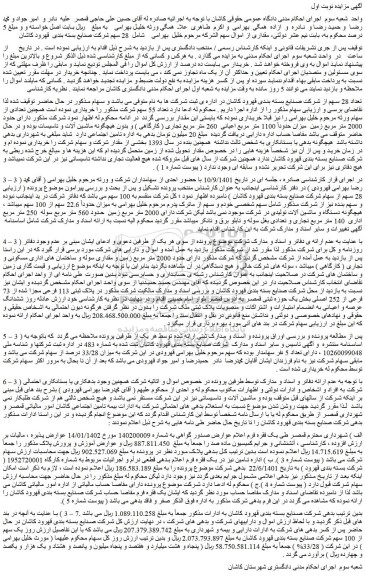 مزایده فروش  28 سهم شرکت صنایع بسته بندی  قهرود کاشان 
