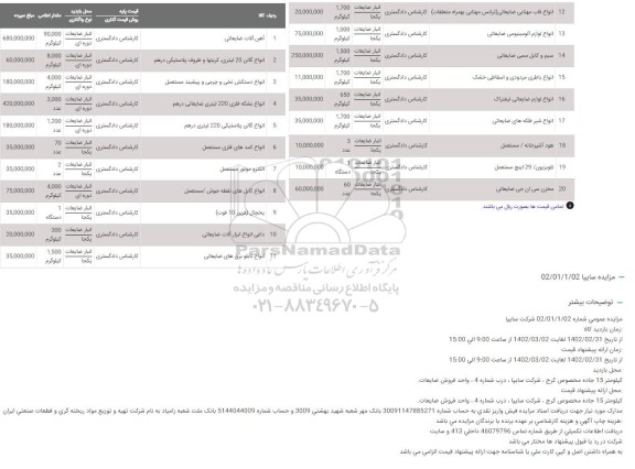 مزایده آهن آلات ضایعاتی ...