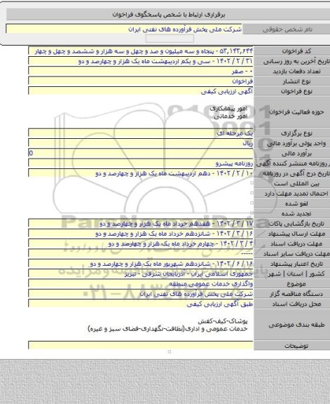 مناقصه, واگذاری خدمات عمومی منطقه