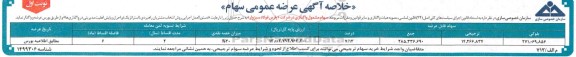 خلاصه آگهی عرضه عمومی سهام