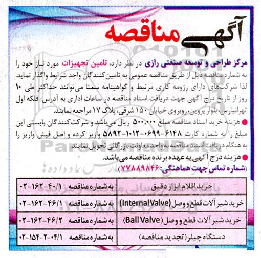 مناقصه خرید اقلام ابزار دقیق ...