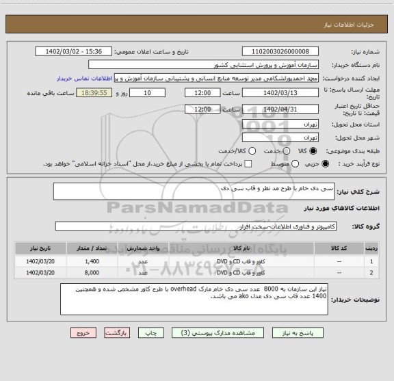 استعلام سی دی خام با طرح مد نظر و قاب سی دی