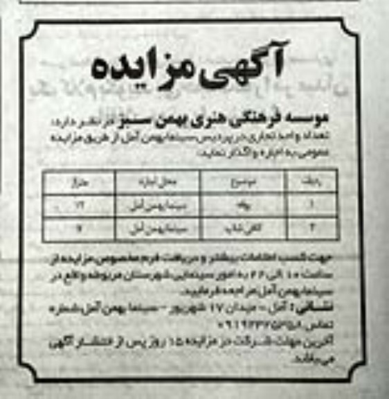 مزایده تعداد واحد تجاری