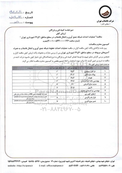 تجدید مناقصه عملیات احداث شبکه جمع آوری و انتقال فاضلاب