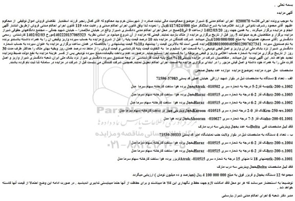 مزایده فروش یخچال پرده هوا ساخت کارخانه سهام سرما  مدل Atrak سه فاز2-5  و...
