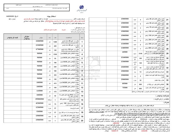 استعلام اجرای طرح ترمیم فاز یک کابل سرقتی ...