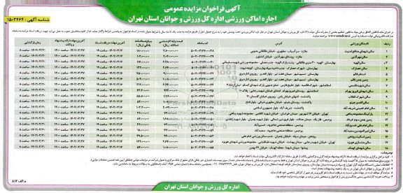 فراخوان مزایده اجاره اماکن ورزشی