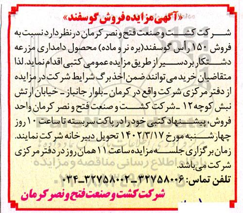 مزایده فروش گوسفند
