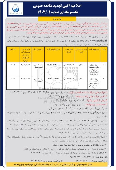 اصلاحیه تجدید مناقصه برونسپاری حقوق و دستمزد کارگران تامین نیرو ... - نوبت دوم 