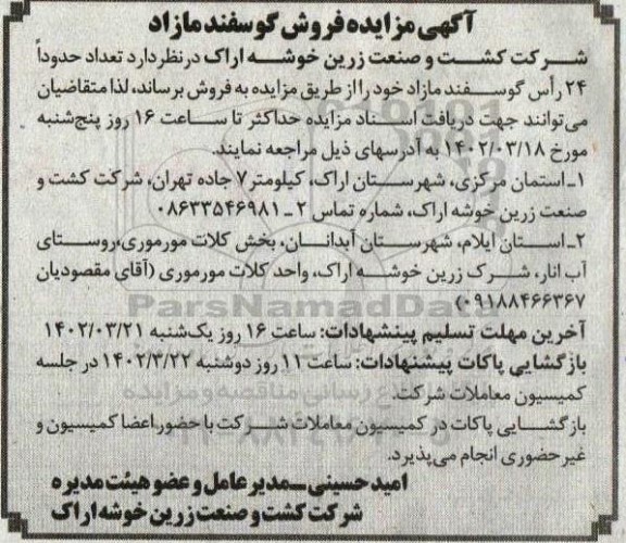 مزایده فروش گوسفند مازاد 