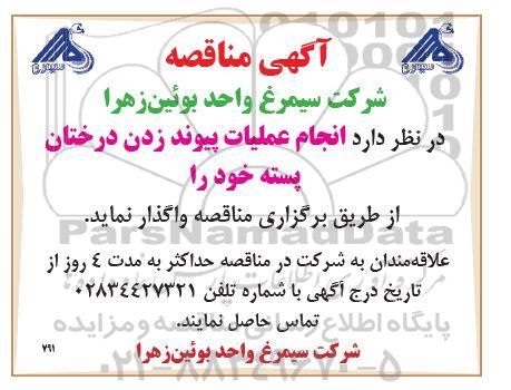 مناقصه انجام عملیات پیوند زدن درختان پسته