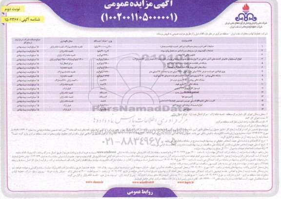 مزایده ضایعات آهن (درب پنجره میلگرد تیرآهن خمیده لوله مستعمل) .... - نوبت دوم