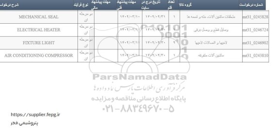 استعلام ELECTRICAL HEATER ...