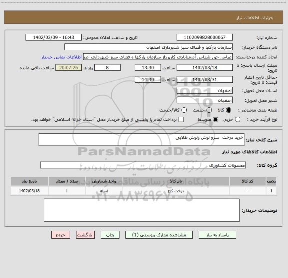 استعلام خرید درخت  سرو نوش ونوش طلایی