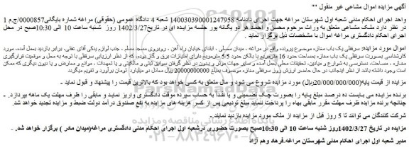 مزایده سرقفلی یک باب مغازه 