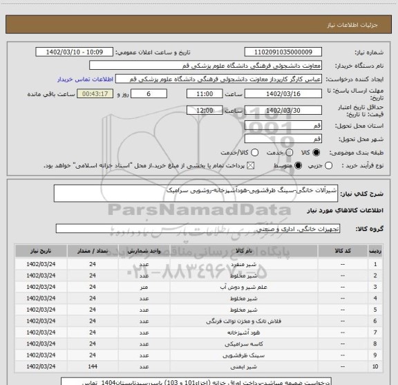 استعلام شیرآلات خانگی-سینگ ظرفشویی-هودآشپزخانه-روشویی سرامیک