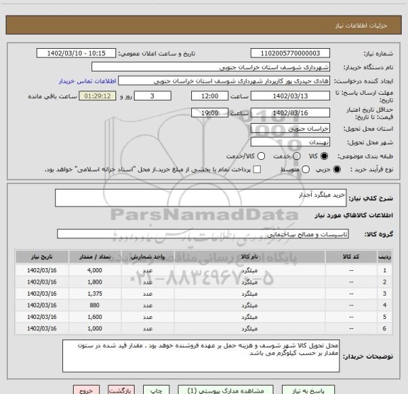 استعلام خرید میلگرد آجدار