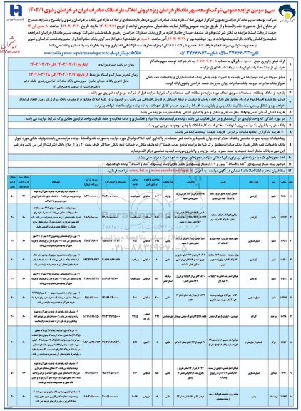 مزایده فروش تعدادی از املاک مازاد بانک صادرات