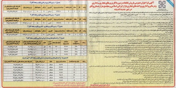 فراخوان فروش قطعات زمین با کاربری های تجاری- اداری و درمانی و اداری و واحدهای تجاری بازار ایرانی اسلامی ...