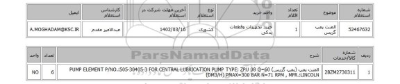 استعلام، المنت پمپ گریس