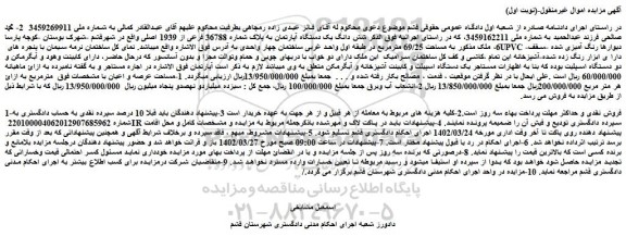مزایده فروش شش دانگ یک دستگاه آپارتمان به پلاک شماره 36788 فرعی از 1939 اصلی 