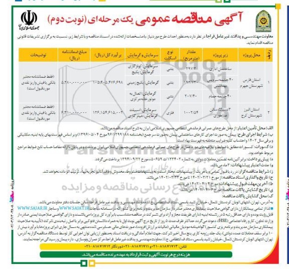 مناقصه عمومی احداث طرح ساختمان اداری .... - نوبت دوم 