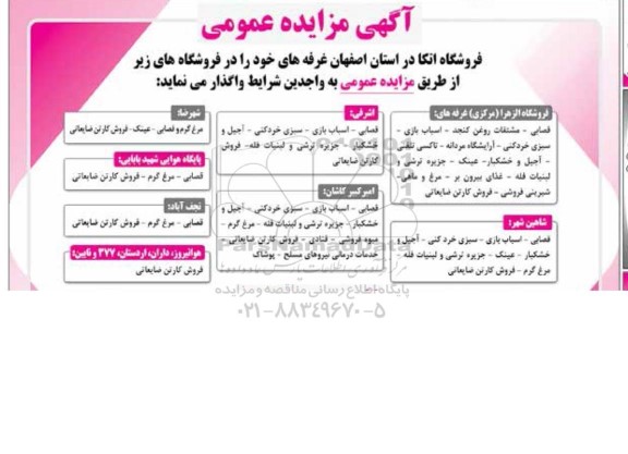 مزایده و مناقصه حفاظت پیرامونی فروشگاههای ...