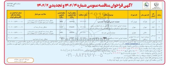 فراخوان مناقصه عملیات اجرایی حفر چاه -تجدیدی- ...