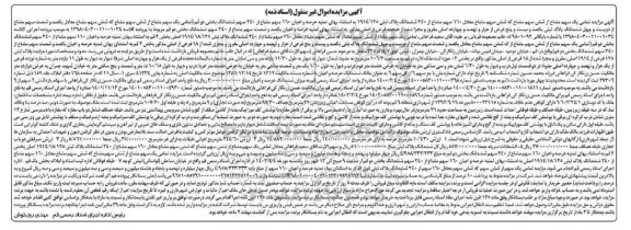 مزایده ششدانگ پلاک ثبتی یکصد و بیست و پنج فرعی از هزار و نهصد و چهارده اصلی