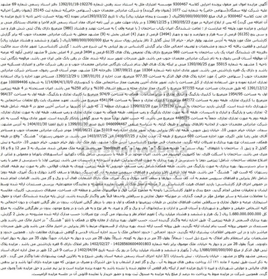 آگهی مزایده ششدانگ اعیان یکباب ساختمان ( با عرصه وقف ) به مساحت نهصد و هشتاد (980) مترمربع