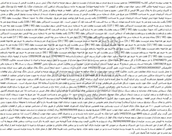 مزایده دو ممیز بیست و پنج صدم سهم مشاع از دویست و چهل سهم عرصه و اعیان پلاک ثبتی سی و هشت فرعی از بیست و دو اصلی بخش سیزده