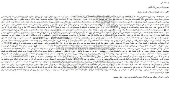 مزایده فروش میزان دو دانگ مشاع از شش دانگ یکباب خانه بمساحت 220 مترمربع را به پلاک ثبتی 55 فرعی از 11 اصلی